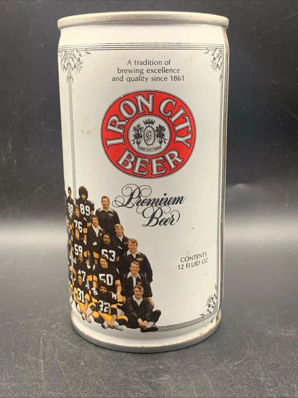 Vintage Beer Can Iron CIty Premium 1976 Pittsburgh Steelers Beer Pull Tab Empty